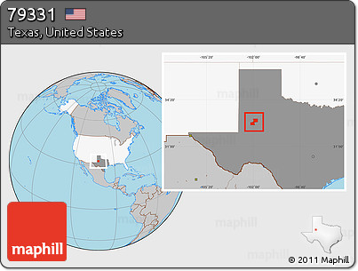 Gray Location Map of ZIP Code 79331, highlighted country, highlighted state