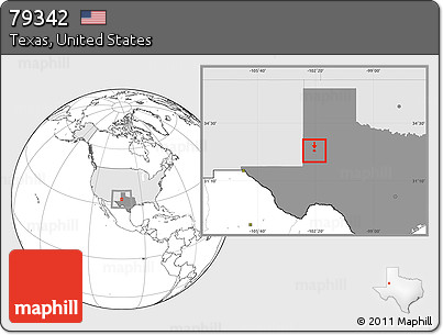 Blank Location Map of ZIP Code 79342, highlighted country, highlighted state