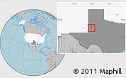 Gray Location Map of ZIP code 79342, highlighted country, highlighted state, hill shading