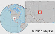 Gray Location Map of ZIP code 79342, highlighted county, hill shading