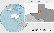 Gray Location Map of ZIP code 79360, highlighted country, highlighted state, hill shading