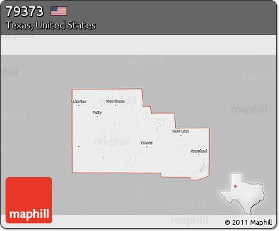 Gray 3D Map of ZIP Code 79373, single color outside