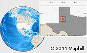 Shaded Relief Location Map of ZIP code 79373, highlighted country, highlighted state