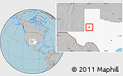 Gray Location Map of ZIP code 79377, highlighted state, hill shading