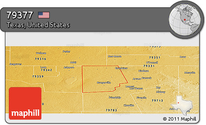 Physical Panoramic Map of ZIP Code 79377