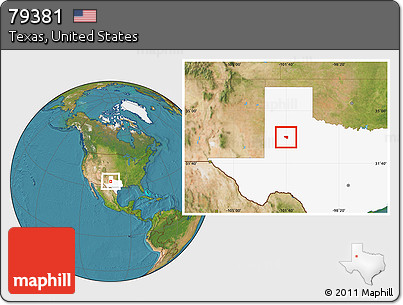 Satellite Location Map of ZIP Code 79381, highlighted state