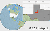 Savanna Style Location Map of ZIP code 79381, highlighted country, highlighted state, hill shading