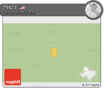 Savanna Style 3D Map of ZIP Code 79423, single color outside
