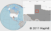 Gray Location Map of ZIP code 79423, highlighted country, highlighted state, hill shading