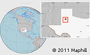 Gray Location Map of ZIP code 79423, highlighted county, highlighted state, hill shading