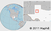 Gray Location Map of ZIP code 79423, highlighted state, hill shading
