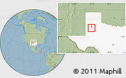 Savanna Style Location Map of ZIP code 79423, highlighted state, hill shading