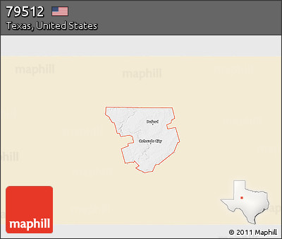 Classic Style 3D Map of ZIP Code 79512, single color outside