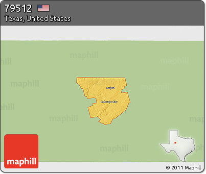 Savanna Style 3D Map of ZIP Code 79512, single color outside