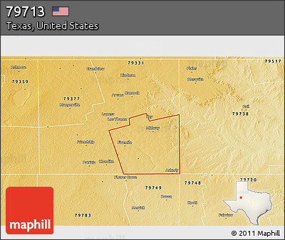 Physical 3D Map of ZIP Code 79713