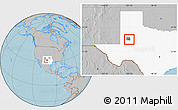 Gray Location Map of ZIP code 79713, highlighted county, highlighted state, hill shading