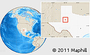 Shaded Relief Location Map of ZIP code 79713, highlighted state