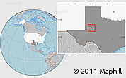 Gray Location Map of ZIP code 79749, highlighted country, highlighted state, hill shading