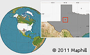 Satellite Location Map of ZIP code 79749, highlighted country, highlighted state
