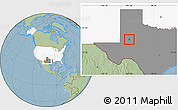 Savanna Style Location Map of ZIP code 79749, highlighted country, highlighted state, hill shading