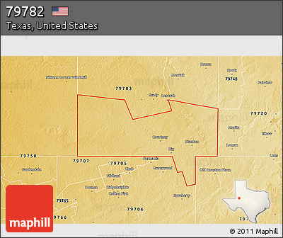 Physical 3D Map of ZIP Code 79782