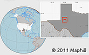 Gray Location Map of ZIP code 79782, highlighted country, highlighted state, hill shading