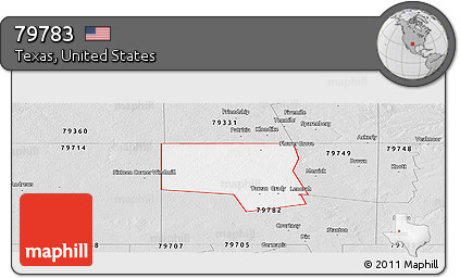 Silver Style Panoramic Map of ZIP Code 79783