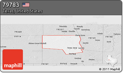 Silver Style Panoramic Map of ZIP Code 79783