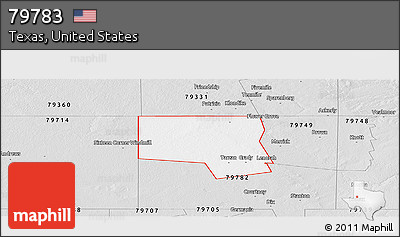 Silver Style Panoramic Map of ZIP Code 79783