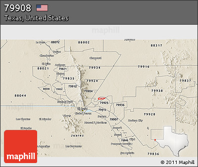 Classic Style 3D Map of ZIP Code 79908