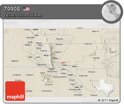 Classic Style 3D Map of ZIP Code 79908