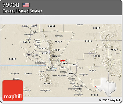 Classic Style 3D Map of ZIP Code 79908