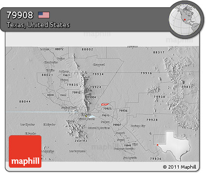Gray 3D Map of ZIP Code 79908