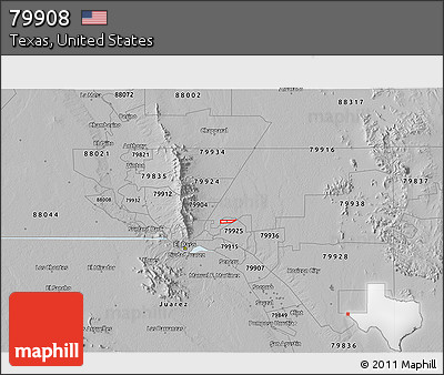 Gray 3D Map of ZIP Code 79908