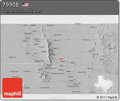 Gray 3D Map of ZIP Code 79908