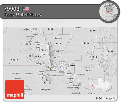 Silver Style 3D Map of ZIP Code 79908