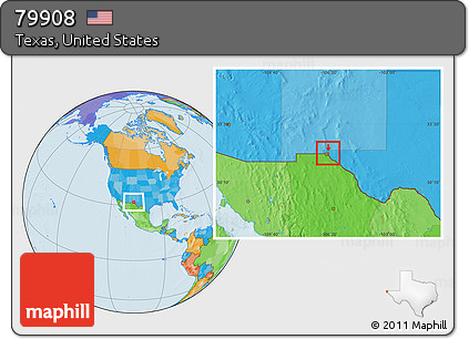 Political Location Map of ZIP Code 79908