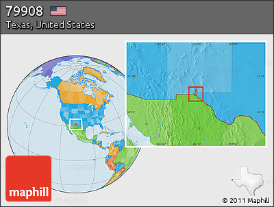 Political Location Map of ZIP Code 79908