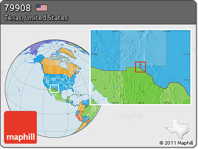 Political Location Map of ZIP Code 79908