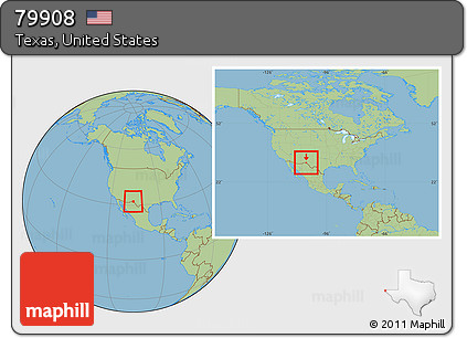 Savanna Style Location Map of ZIP Code 79908, within the entire country
