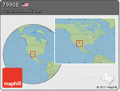 Savanna Style Location Map of ZIP Code 79908, within the entire country