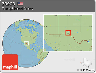 Savanna Style Location Map of ZIP Code 79908
