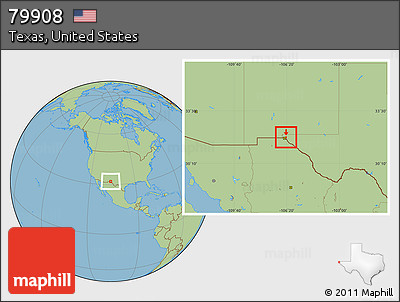 Savanna Style Location Map of ZIP Code 79908
