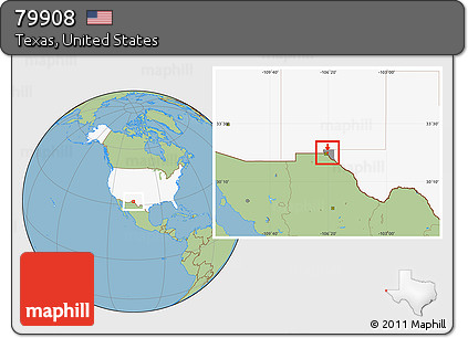 Savanna Style Location Map of ZIP Code 79908, highlighted country, highlighted county