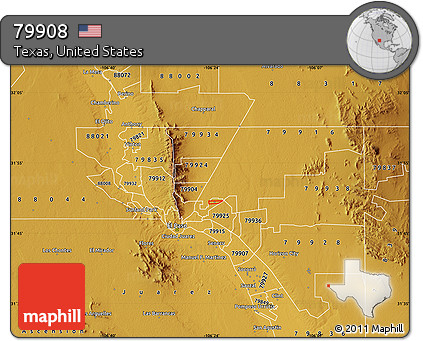 Physical Map of ZIP Code 79908