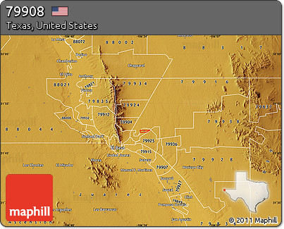 Physical Map of ZIP Code 79908