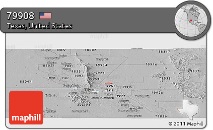 Gray Panoramic Map of ZIP Code 79908