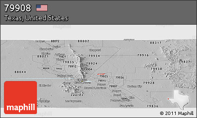 Gray Panoramic Map of ZIP Code 79908