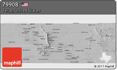 Gray Panoramic Map of ZIP Code 79908