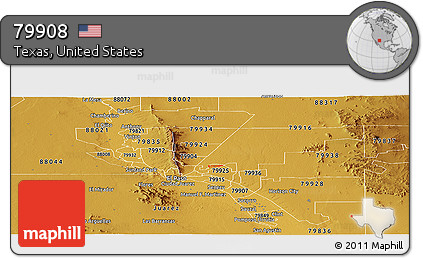 Physical Panoramic Map of ZIP Code 79908